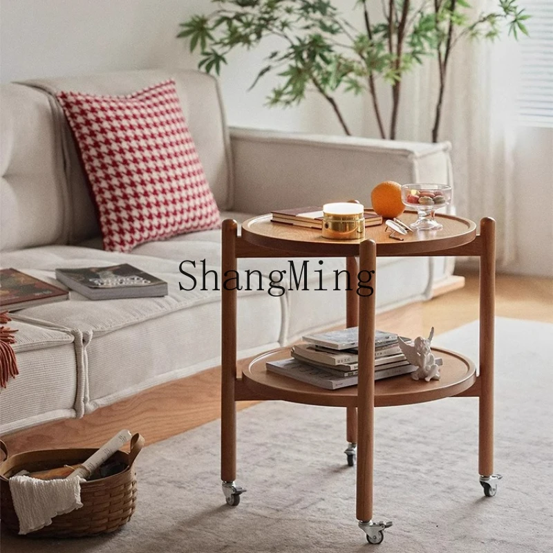 FG الخشب الصلب خشب الكرز شقة صغيرة غرفة المعيشة أريكة الجانب عدد قليل من الأشجار عربة ذات عجلات متحركة مستديرة