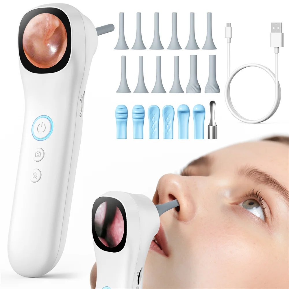 1.21 Inch Screen Digital Ear Camera 1080p HD Smart Visual Ear Care with Tool Support Take Photo and Video, 4X Zoom for Ear/ Nose