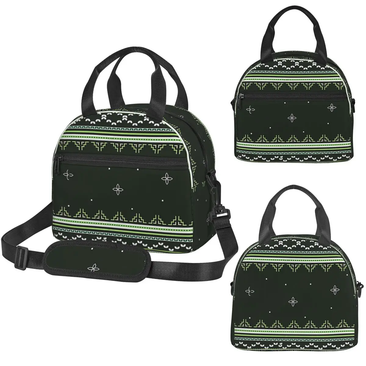 Green Hmong Winter Wonderland Insulated Lunch Bag for Women Office Cooler Thermal Box Tote Portable Lunch Boxes