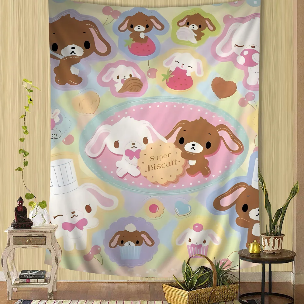 S_sugarbunnies Anime Kawaii Cartoon Tapestry Bohemian Wall Tapestries Mandala Wall Hanging Sheets