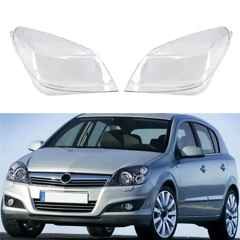 Car Headlight Lens Cover Head Light Lampshade Front Light Shell Component，Opel Astra H 2004 2005 2006 2007 2008 2009 -1 Pair