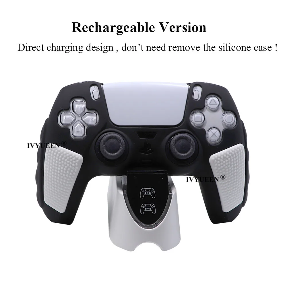 IVYUEEN for PlayStation 5 PS5 Controller Rubber Case Protector Extra Thick Silicone Skin Suit for DualSense Original Charger