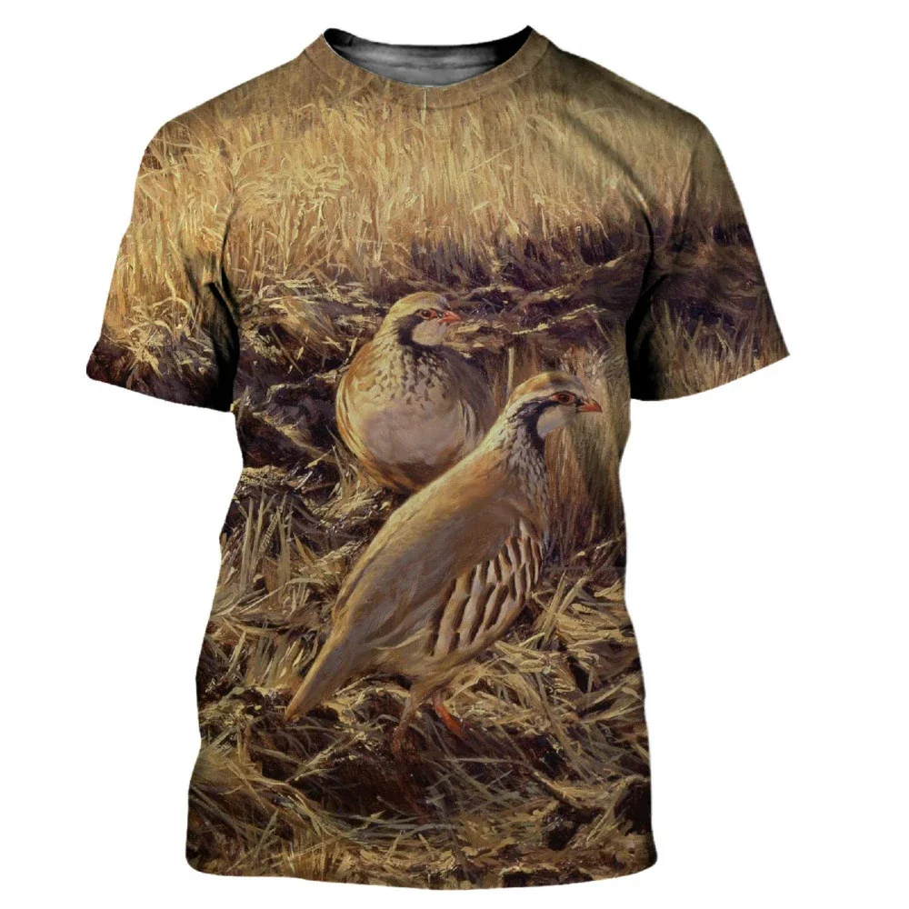 เสื้อยืดพิมพ์ลายสัตว์ขนาดใหญ่พิเศษ ลายพิราบ 3 มิติ ลายพรางสำหรับล่าสัตว์ เสื้อยืดคอกลมแขนสั้นสำหรับผู้หญิง สไตล์ฮาราจูกุ เสื้อยืดผู้ชาย