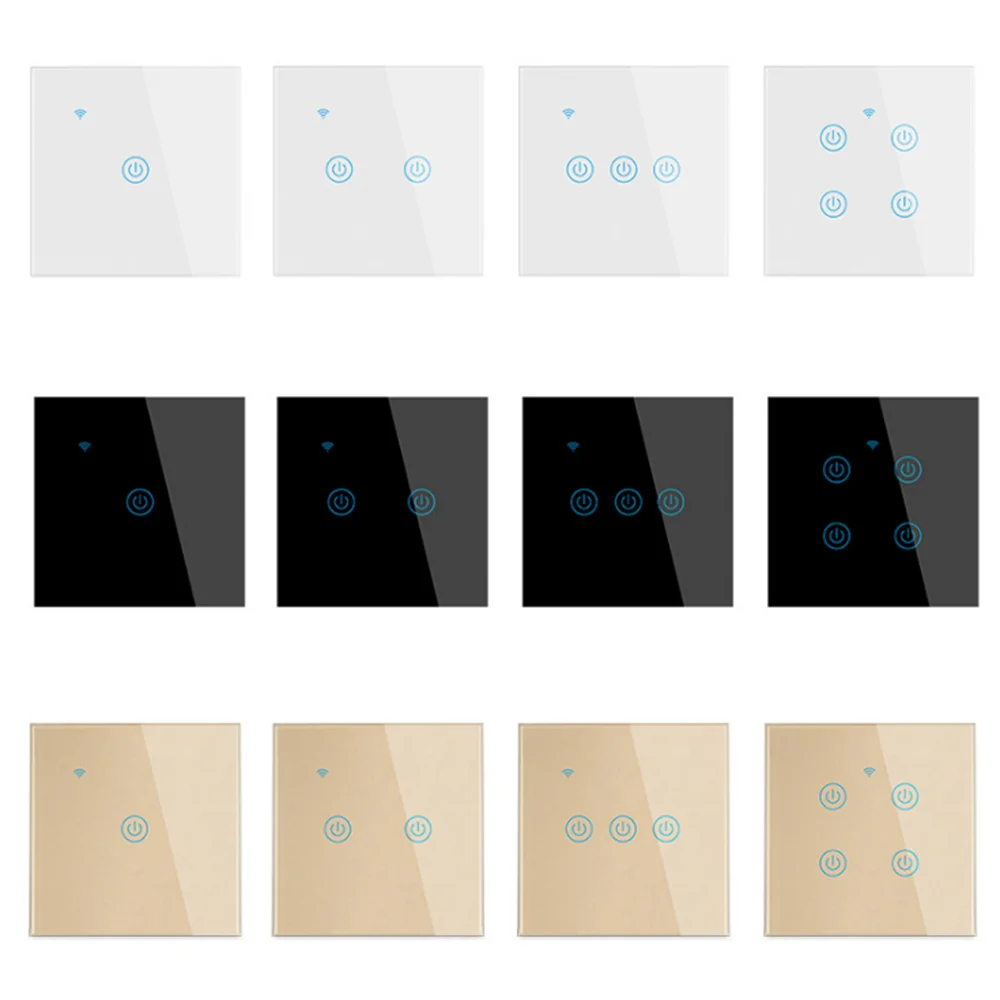 Zigbee Tempered Glass Touch Wall Switch EU Standard 1/2/3/4 Gang Tuya Home Smart Voice Control Electrical Switch With Neutral