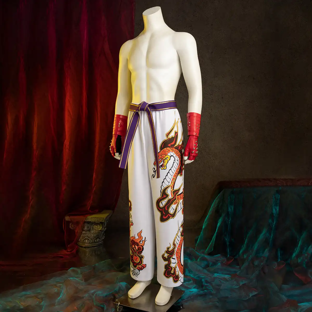 Kazuya Mishima Cosplay Costume Pants gloves Belt and Feet Guards acgcosplay