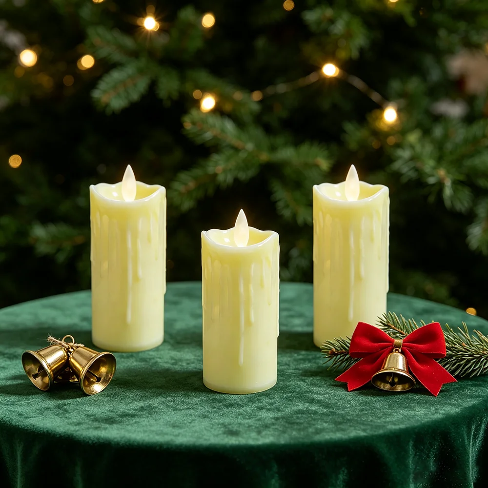 3/5pcs Simulation Tear LED Electronic Candle Lights, Warm Light Swinging Flame Candle Lights, Christmas Home Atmosphere Decor