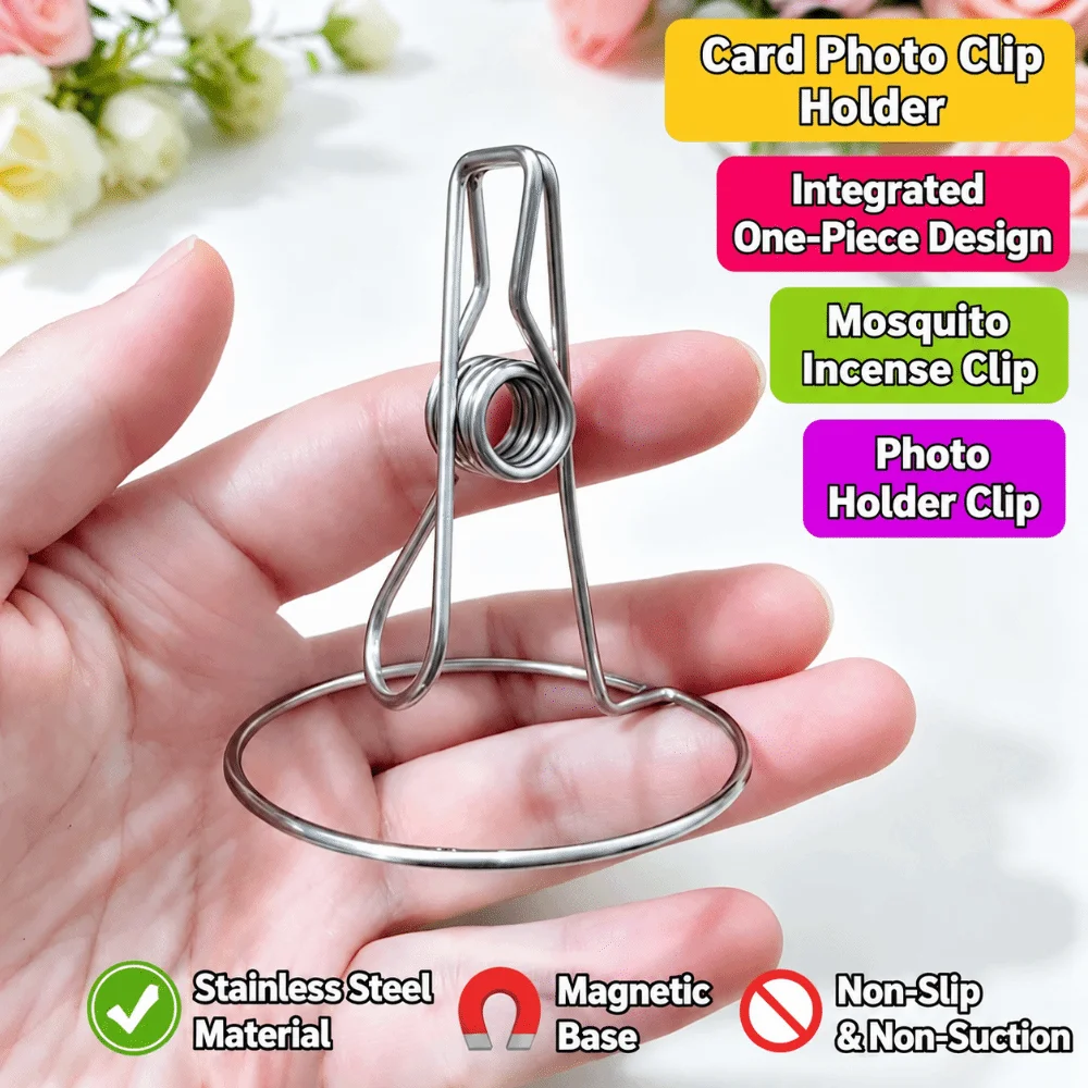 Stainless Steel Mosquito Coil Holder Integrated Multifunctional Photo Card Display Clip Standing Mosquito Coil Rack