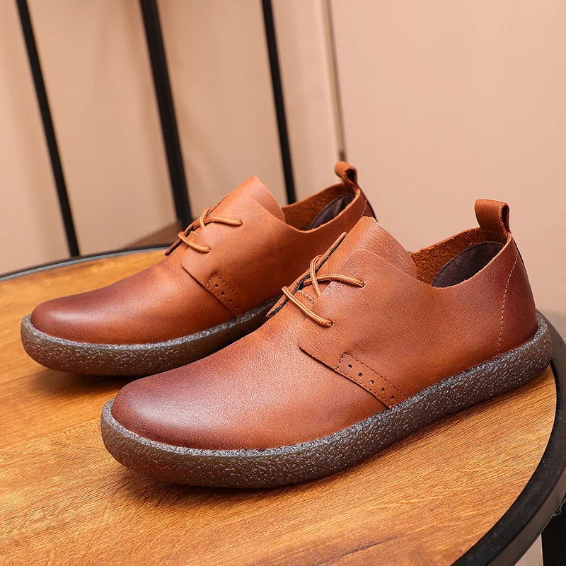 

Men's Vintage Suede Casual Shoes - Slip-On Loafers with Soft Rubber Sole, Genuine Leather Breathable Retro Lazy Sneakers