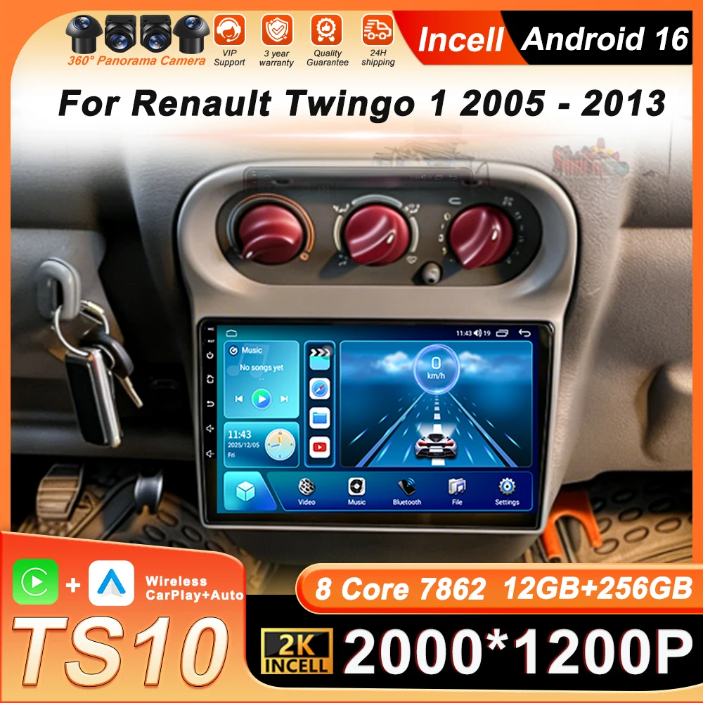 

Автомагнитола с GPS-навигацией, CarPlay, беспроводным Android Auto, Bluetooth и 4G для Renault Twingo 2005-2013