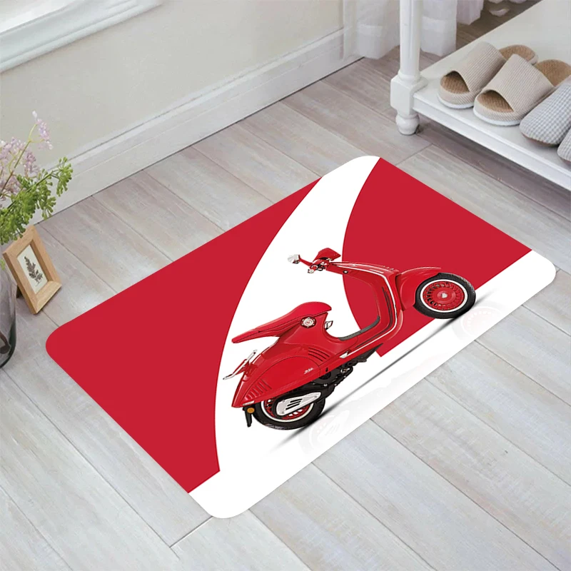 Doormat Entrance Door Scooter V-Vespa Floor Mat Kitchen Rug Home Living Room Carpets Balcony Rugs Foot Carpet Mats Bathroom Bath