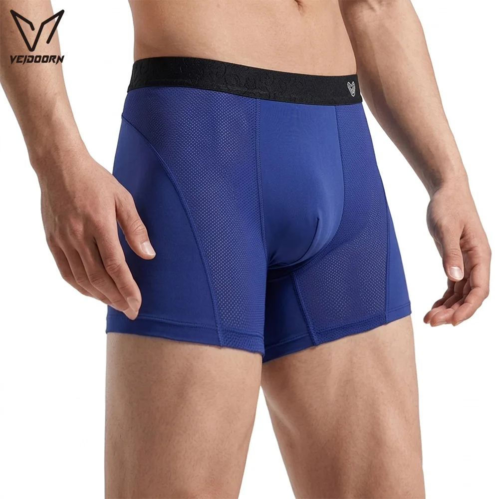 1/3Pack Athletic Boxer Briefs 7A Antibacterial Crotch Thigh Breathable Mesh Panels, Anti‑Roll Leg Opening Men Sports Underwear