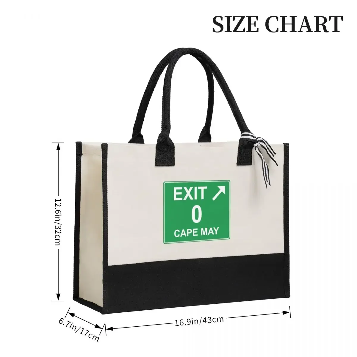 Canvas Gift Shopping Bag Exit 0 - Cape May Exit Sign Canvas Large Capacity Bag Customizable Quality Gifts