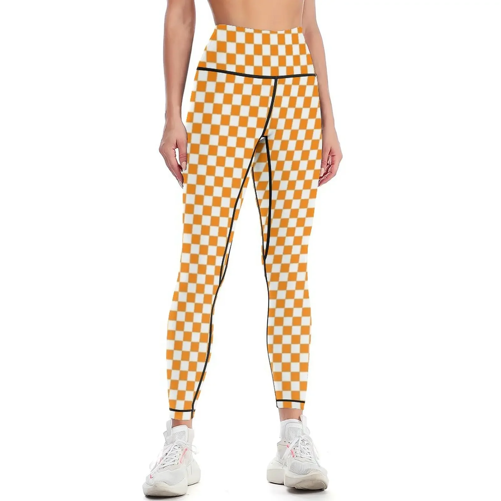 

Orange/white checkered pattern Leggings active wear Jogger pants sporty woman push up harem pants Womens Leggings