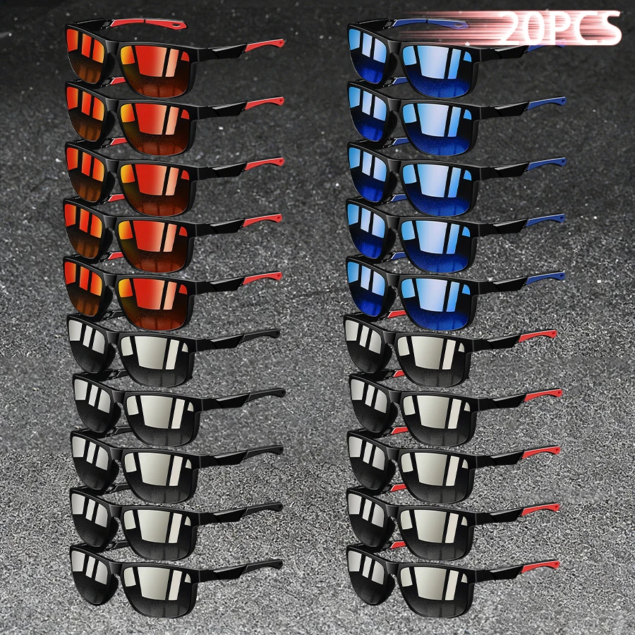 

20PCS Square Fashion Splice Sunglasses Unisex Eyewear Outing Sports Cycling Mountaineering Driving Fishing Travel Eyewear