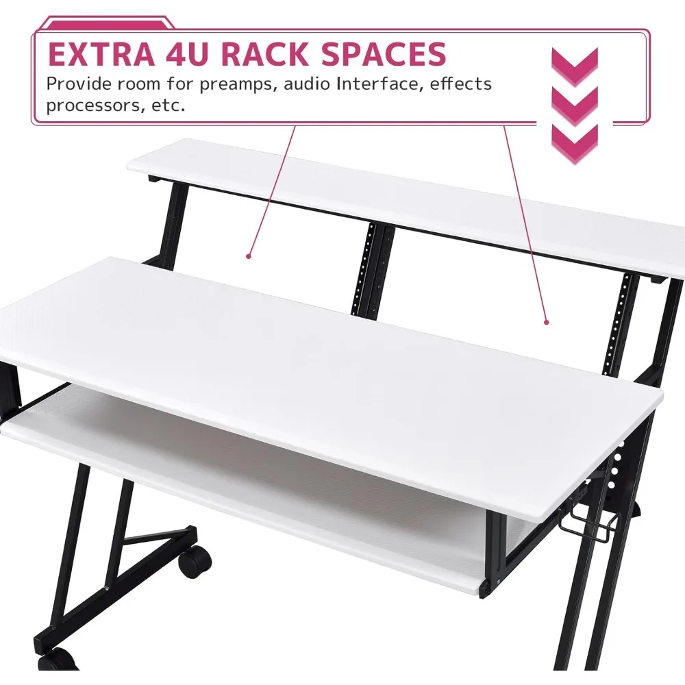 مكتب استوديو تسجيل الموسيقى الخشبي من Suitor باللون الأبيض والأسود #4