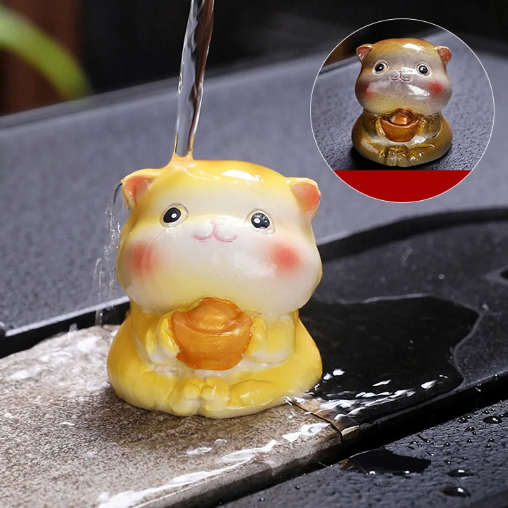 Cute Mascot Colorable Tea Pet Handmade Figurines Lucky Cat Table Decoration Change Color Tea Ceremony Desktops Animal Ornament