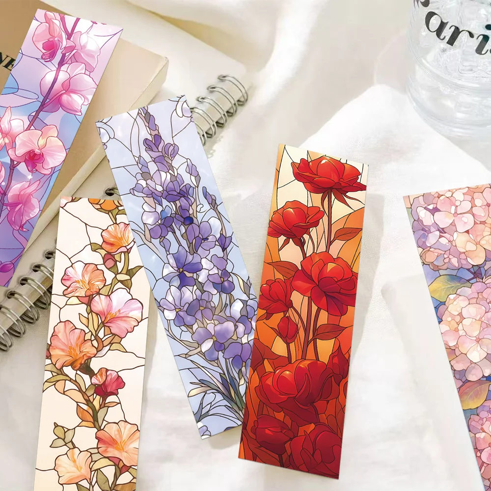 30pcs floral bookmarks glass texture decoration students office reading books book page labeling creative DIY message card