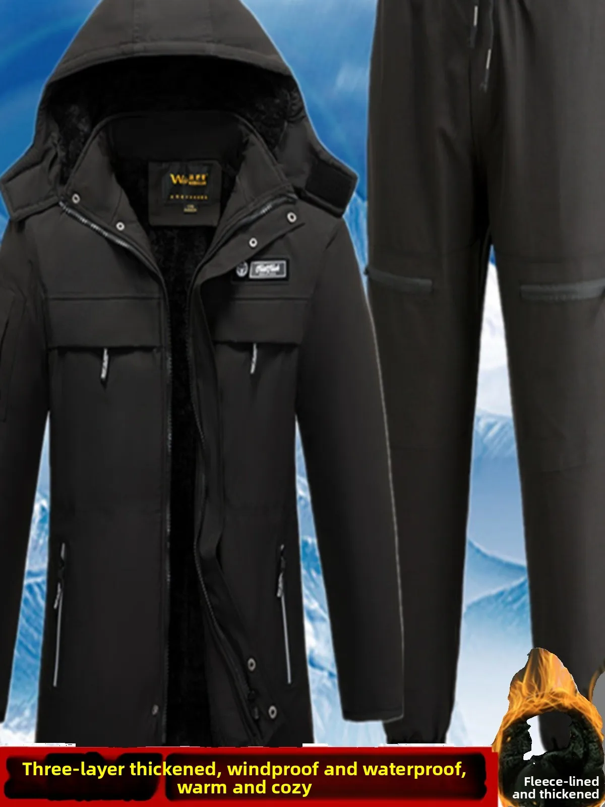 

Thiened Fce Winter Workwear Cotton Jaet Men's Trendy Waterproof Workwear Set Labor Protection Cotton Coat orm