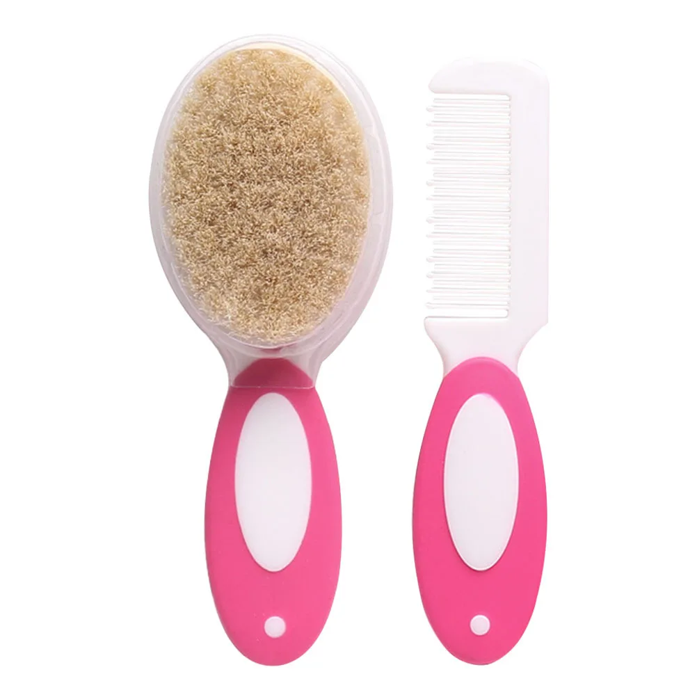 

2Pcs Infant Care Set Pink Baby Hair Brush Newborn Comb Rounded Teeth Safe for Delicate Scalp Ergonomic Design Baby Hairbrush
