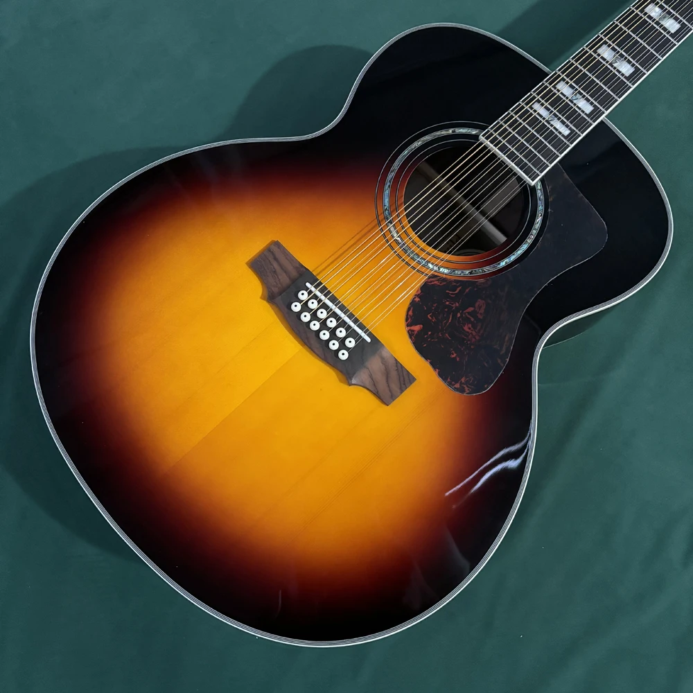 Large bucket-shaped 12-string vintage carved folk guitar, easy-to-play beginner guitars, zero-basis folk guitarra