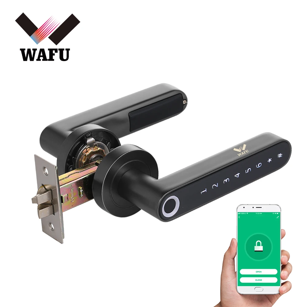 WAFU 016 Smart Lock Fingerprint Handle Tuya Door Lock Bluetooth Password Smart Life APP Unlock Keyless