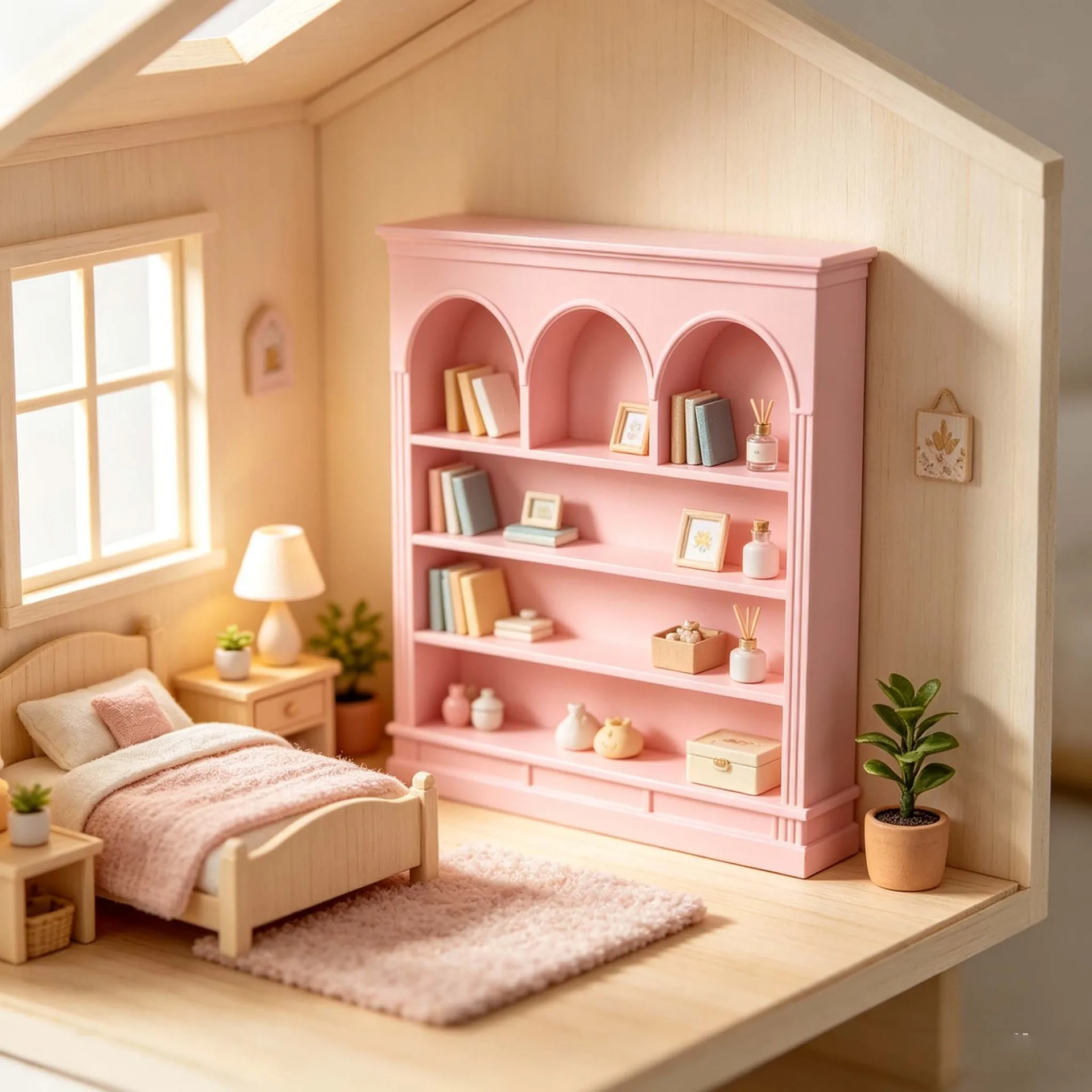 Cross-border New Style 3D Printed 6-grid Storage Cabinet Display Cabinet Miniature Cabinet Bookshelf Ornament