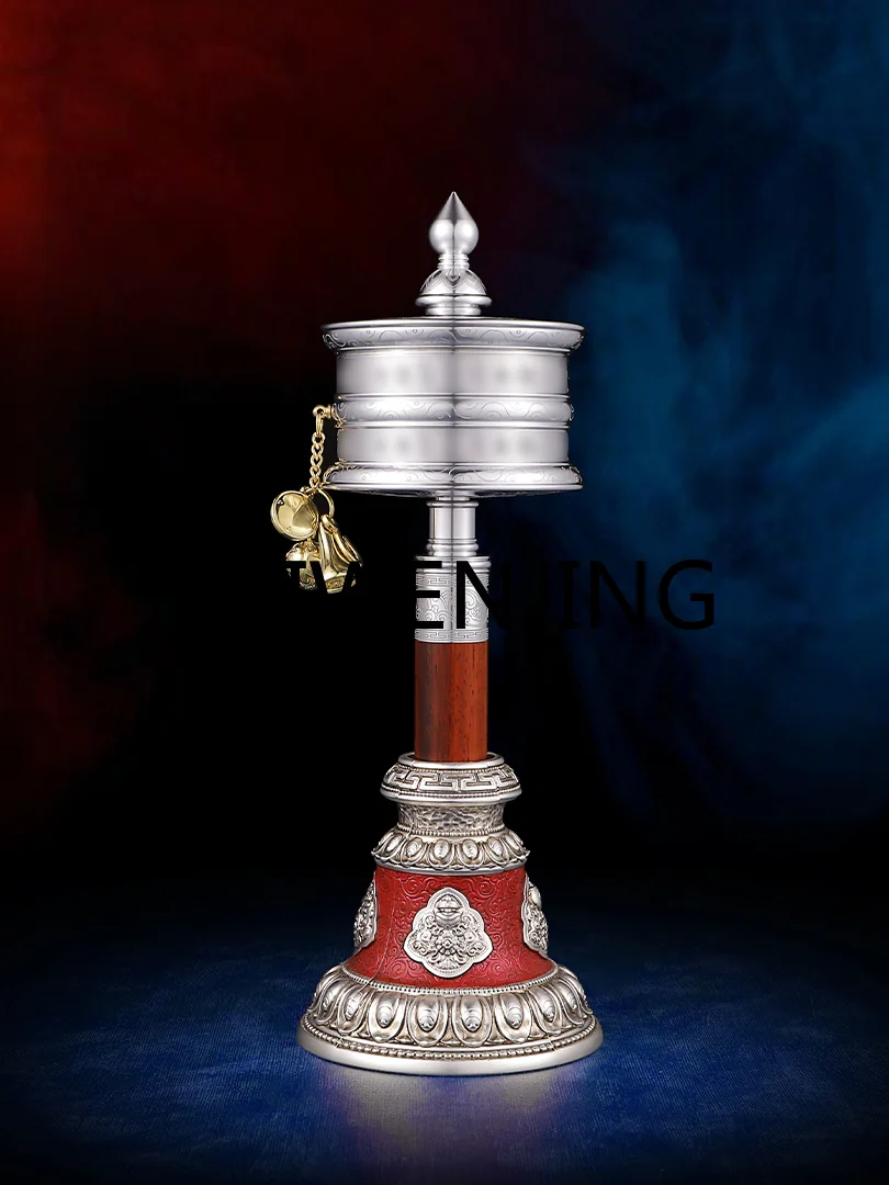 

Tibetan-Style Hand-Cranking Gold Cylinder Wheel Aluminum Auspicious Decorative Crafts Desktop Decoration