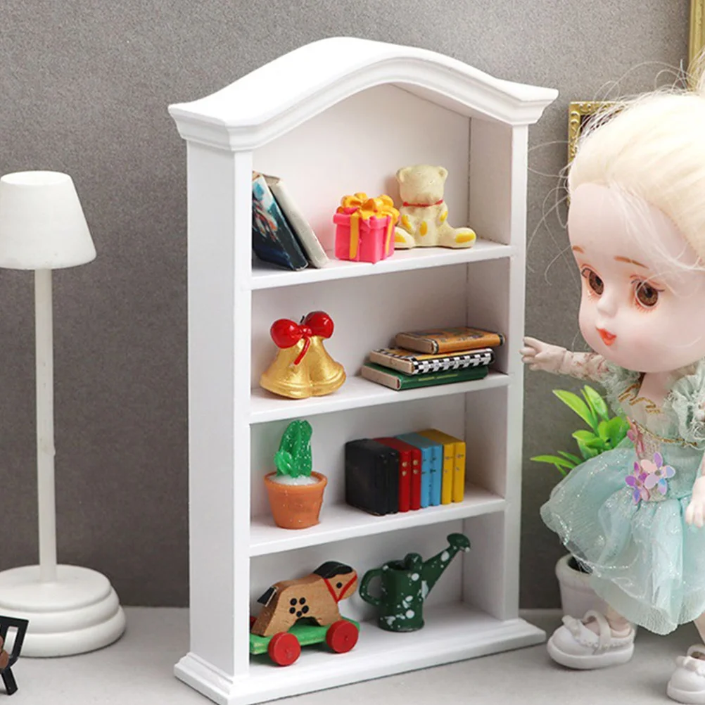 

Furniture Model Wooden Mini Bookshelf House Tiny Bookcase Adornment Accessories Miniature Retro Decor