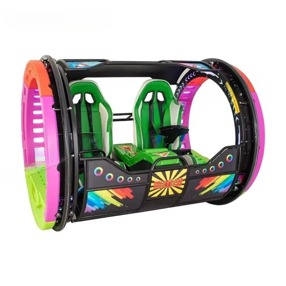 

360° Remote Control Electric Rolling Car, New 2 Seats Coin Operated Swing Happy Car For Outdoor Game