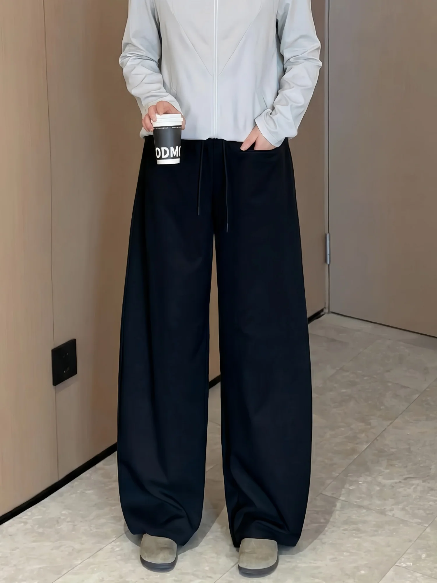 

High Waist Wide Leg Knife Casual Pants Slimming Trendy Spring New Arrival Simple Sle plus Size Commute Wind Ladies Tro...