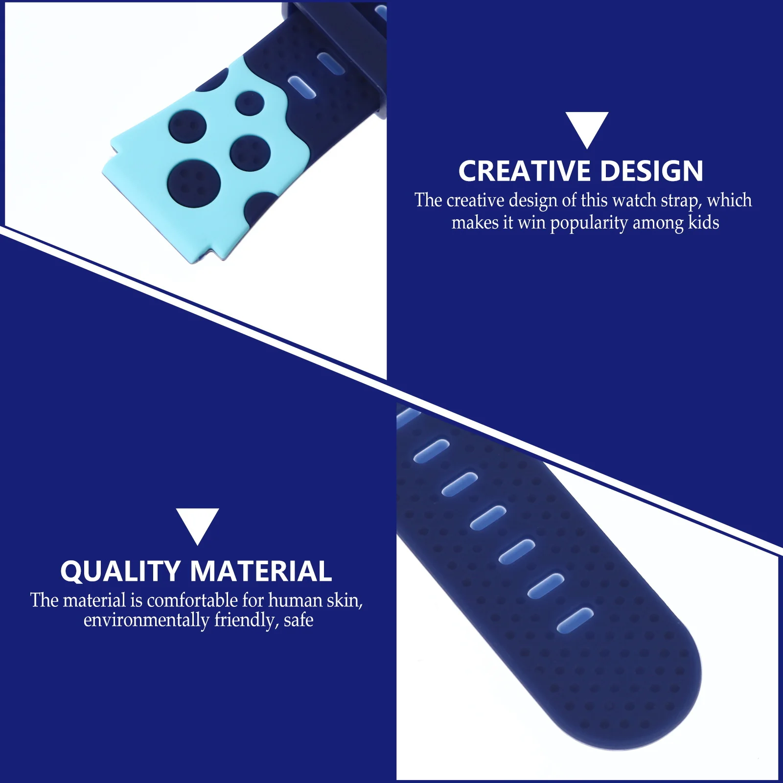 

2Pcs Kids Silicone Watch Straps Comfortable Breathable Adjustable Soft Replacement Wristbands for Children Watches