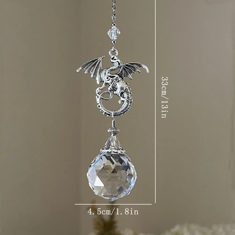 Vintage Flying Dragon Crystal Suncatcher Pendant Rainbow Prism Bead Hanging Car Rearview Mirror Window Gothic Home Decor Gifts view 4