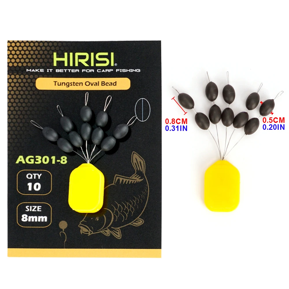 HIRISI Tungsten Oval Perlen-Karpfenangelgewicht 6mm Rostfreie Schnurgewichte für Euro-Karpfenangel-Rig-Zubehör – Detail 10