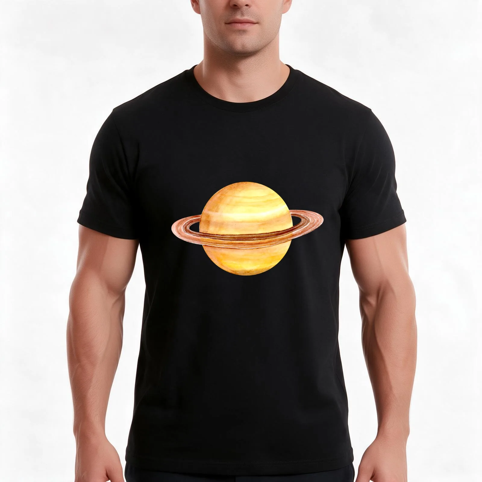Saturn Planet Series 2018 T-Shirt, Summer Casual Cotton Tee, Oversized Streetwear Tops, Vintage Graphic Print, Unisex Men Women