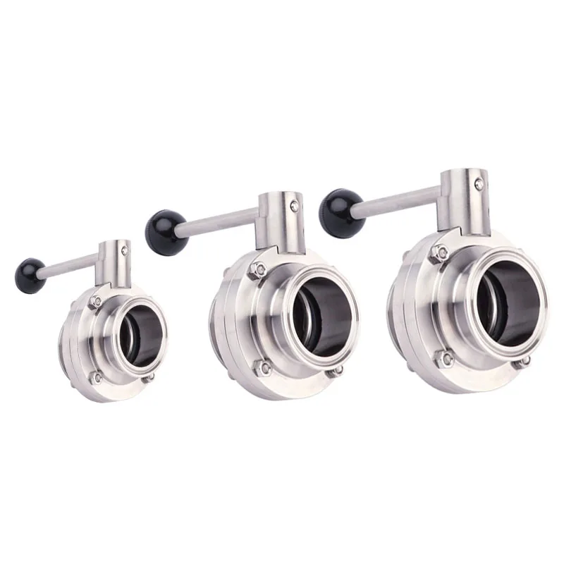 Stainless steel 304 sanitary three-clip butterfly valve manual gas