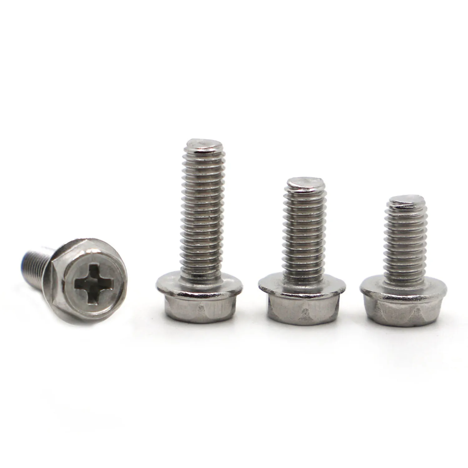 M4 M5 M6 A2-70 304 Stainless Steel Cross Recessed External Outside Hex Hexagon Head Cap Flange Screw Bolt