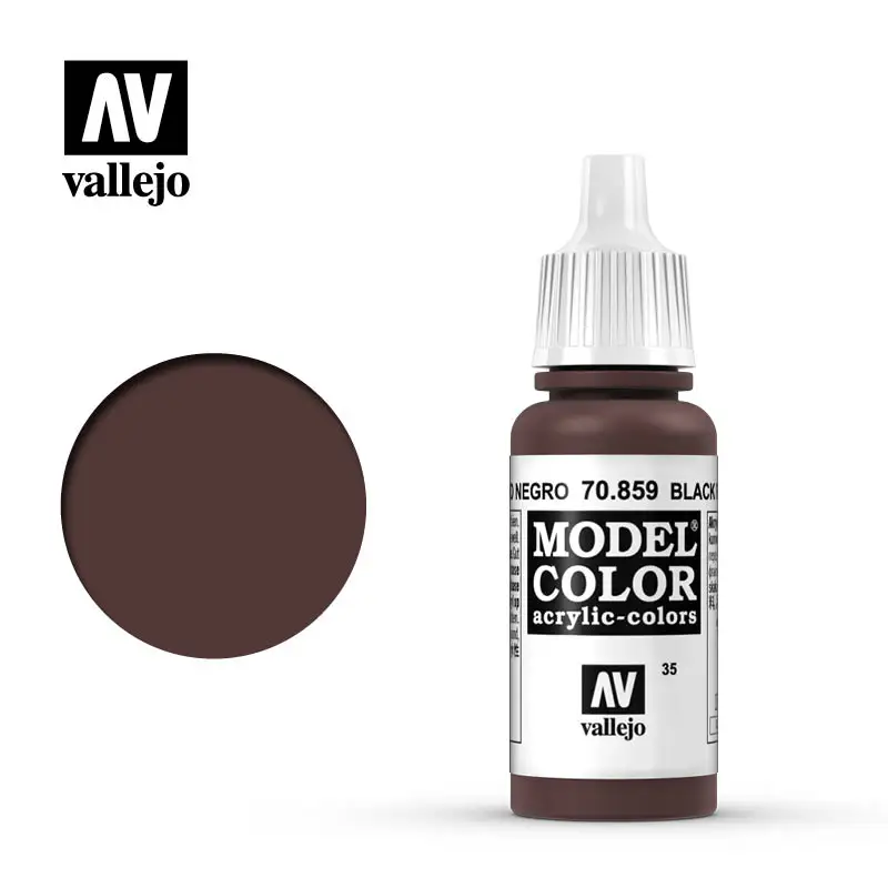 Tinta acrílica Vallejo para Espanha, Espanha AV 70859 035, Modelo de coloração à base de água em preto creme, preto e vermelho, pintado à mão, 17ml