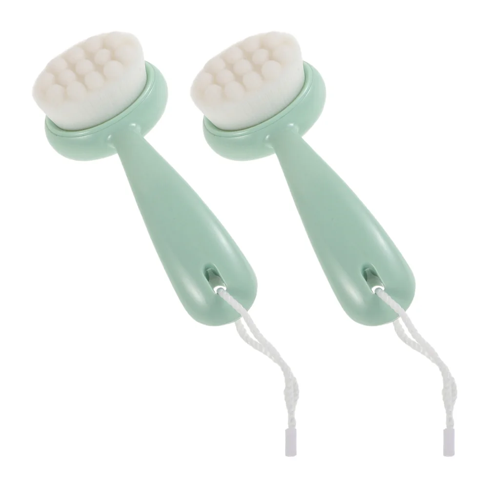 2 Pcs Cleansing Brush Exfoliating Face Exfoliator Tool Manual Facial Brushes Dry Scrubber Long Handle