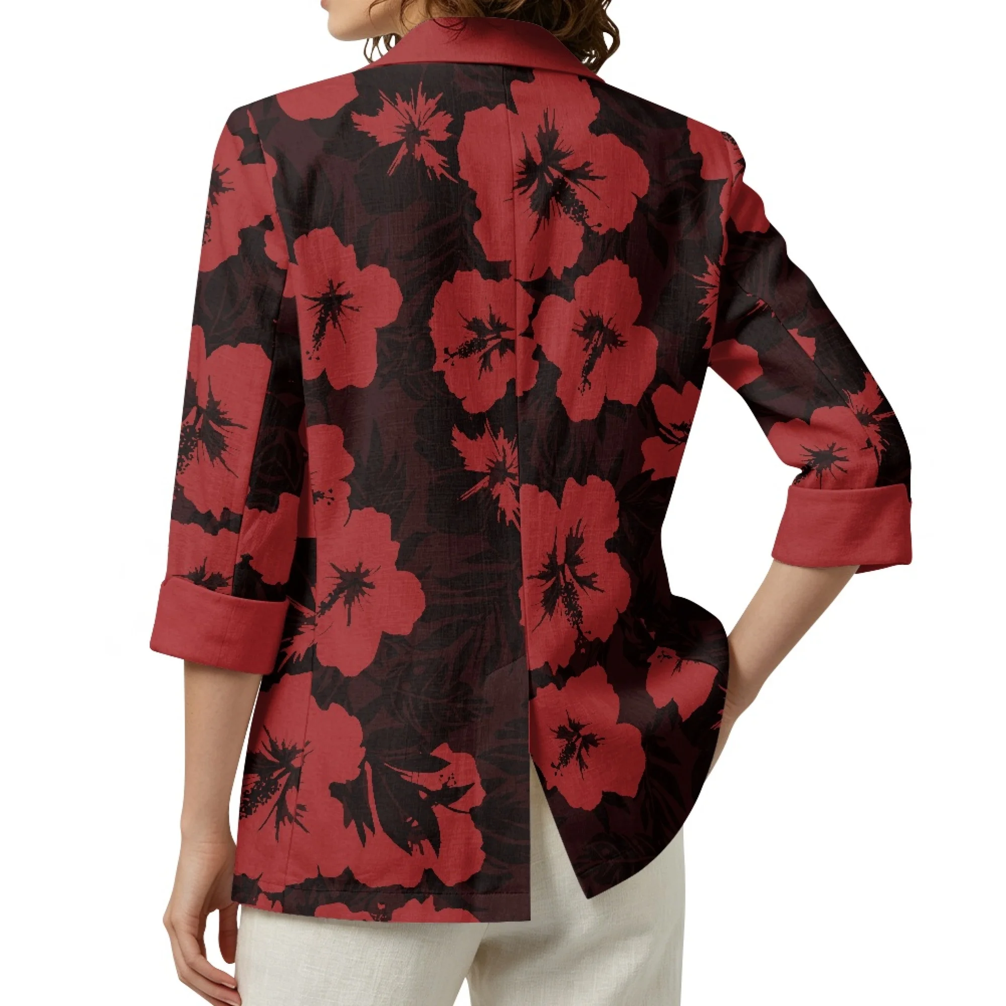 XIXIRIMIDO Linen Blazers for Woman Elegant Cheap Clothing Green Floral Print Oversize Fashion Trend 2026 Spring/Autumn Jacket