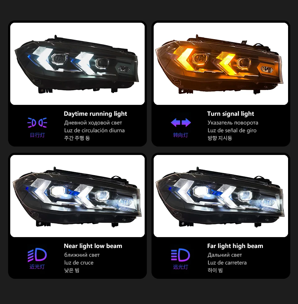 AKD Head Lamp for BMW X5 F15 LED Headlight 2013-2018 Headlights F15 F85 DRL Turn Signal High Beam Angel Eye Projector