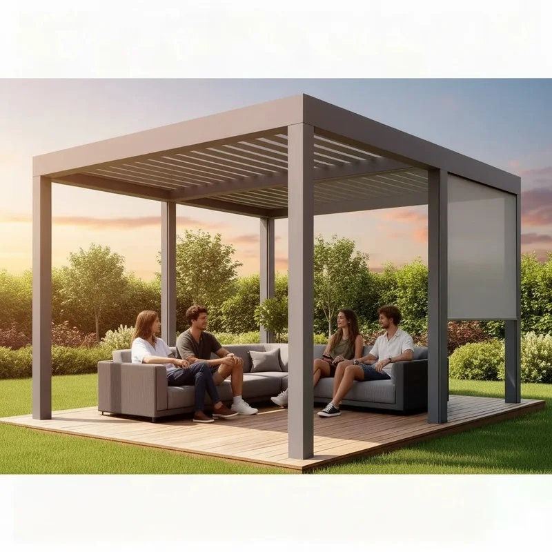 Commercial Grade Aluminum Powder Coated Outdoor Bioclimatic Motorized LED Garden Pergola Sunshade Balcony 5-Year