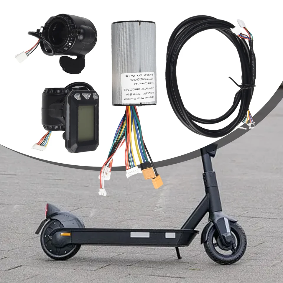 Kit De Controlador Y Pantalla LCD Para Scooter Eléctrico 24V/36V – Fibra De Carbono, Freno Incluido Y Cables Codificados