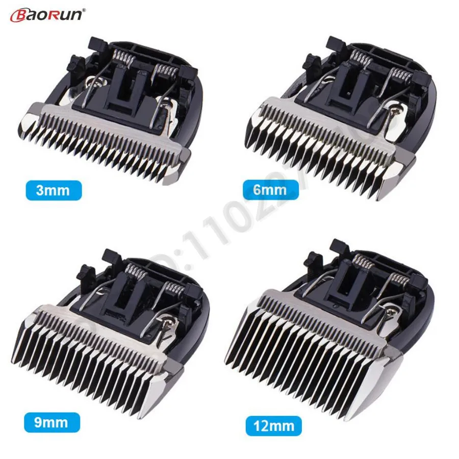 BaoRun Professional Dog Hair Trimmer P2 P3 P6 P7 P9 S1 Steel Knives Pets Clipper Blade Nozzles 3/6/9/12mm Integrated Cutter Head