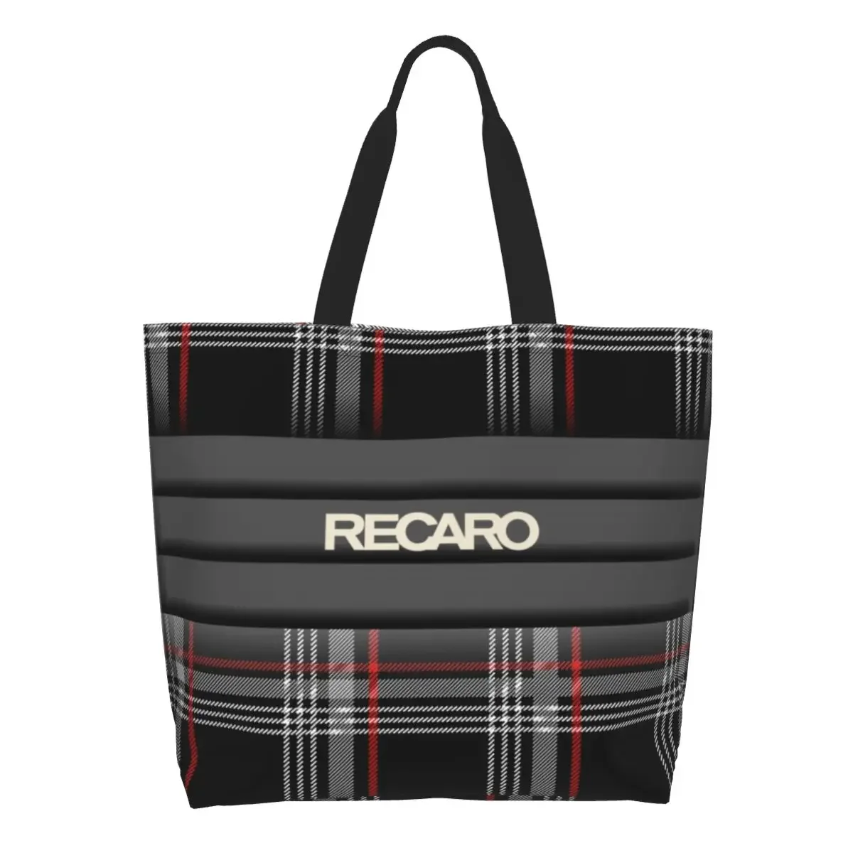 Recaros Logo Groceries Shopping Bag Kawaii Printing Canvas Shopper Shoulder Tote Bag Large Capacity Portable Handbag