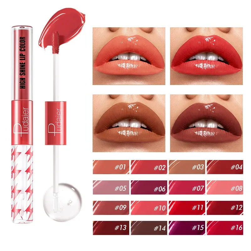 

Free Shiping Double-head Colorfast Moisturizing Lipstick Lip Oil Makeup Plumping Mirror Coloure Lip Gloss Lip Glaze Cosmetic NEW