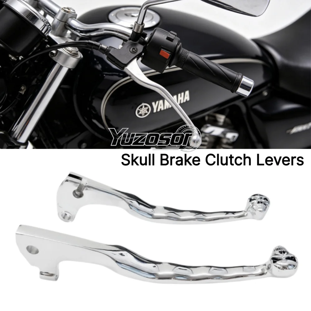 For YAMAHA Virago XV250 250 XV535 535 XV700 700 XV750 750 XV1000 1000 XV1100 V-Star XV250 Motorcycle Skull Brake Clutch Levers