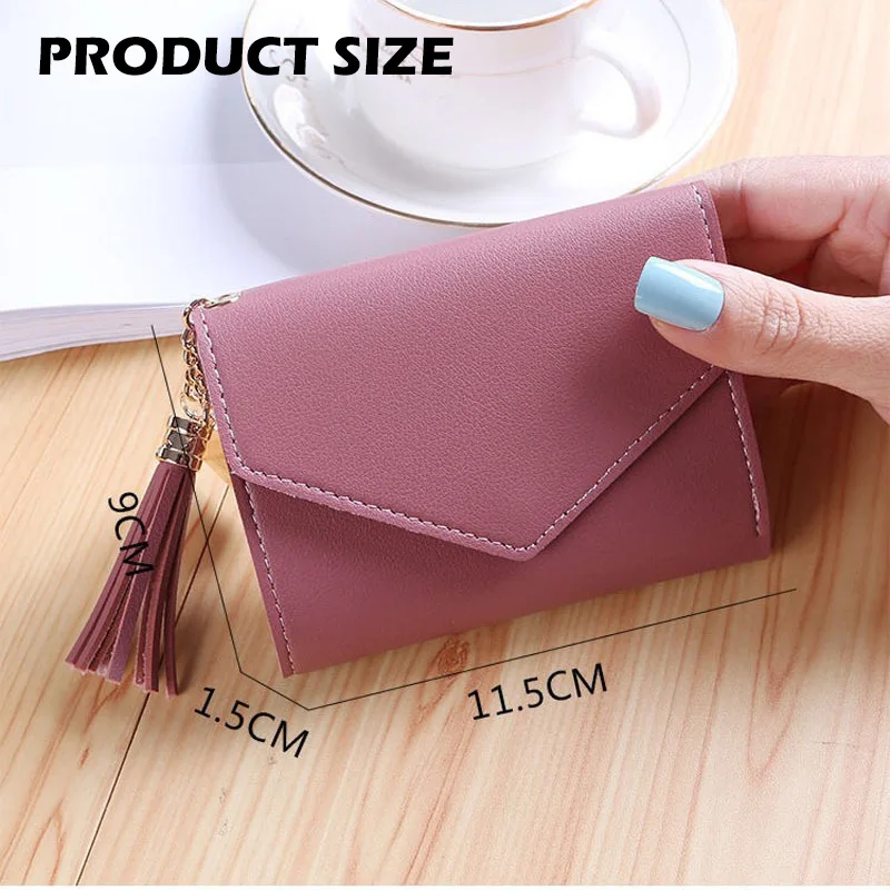 Fashion Short Women Wallets PU Leather Women Luxury Tassels Wallet Hasp Small Wallet Trend Coin Purse Ladies Card Holder Pouch