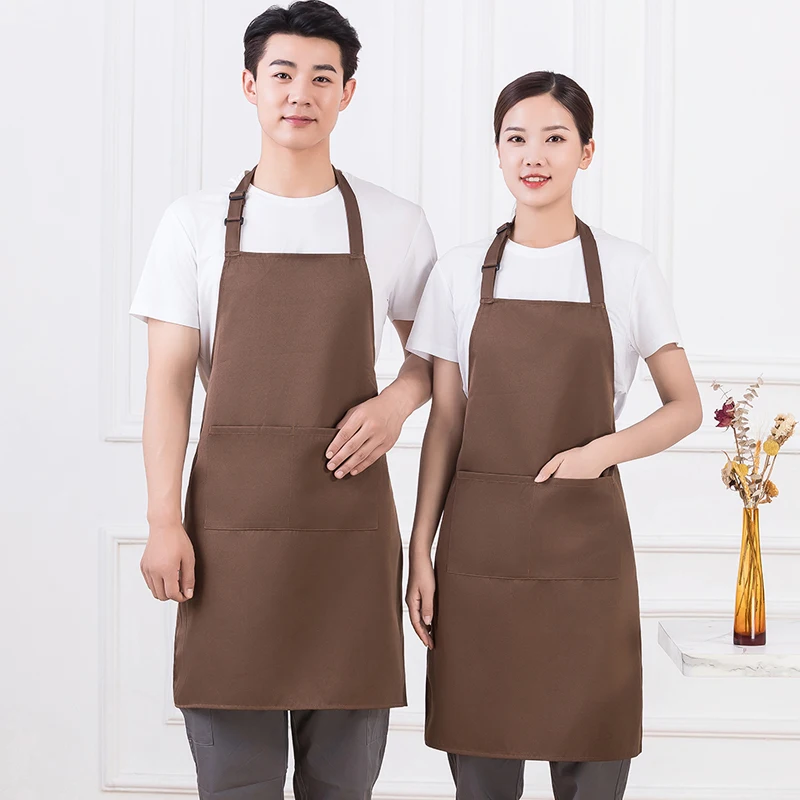 Adjustable Bib Apron with Pockets Cooking Kitchen Cotton Aprons for Women Men Chef Apron with Custom Logo Service