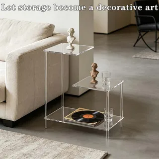 

Transparent Acrylic Nightstand - Minimalist Mobile Cart for Bedroom & Sofa