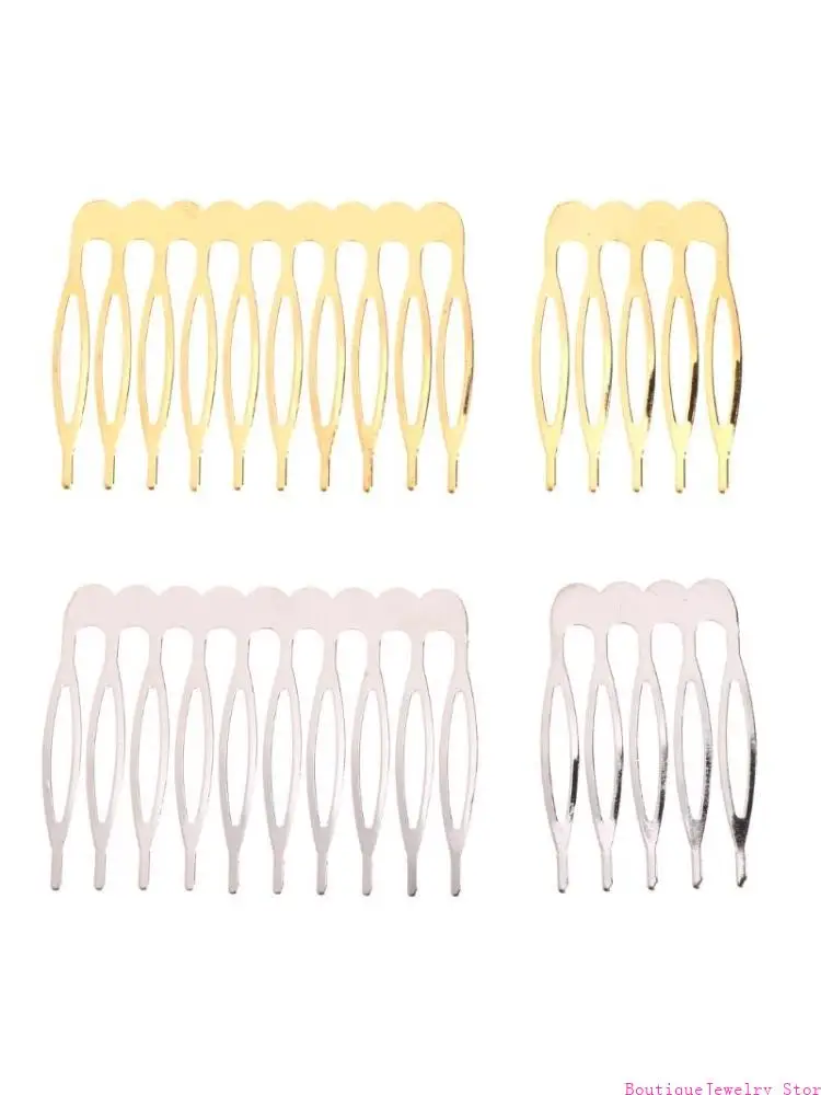 E1PE 5/10 Teeth DIY Metal Hair Comb Claw Hairpins (Silver/Golden) For Wedding Jewelry Making Findings Components Comb